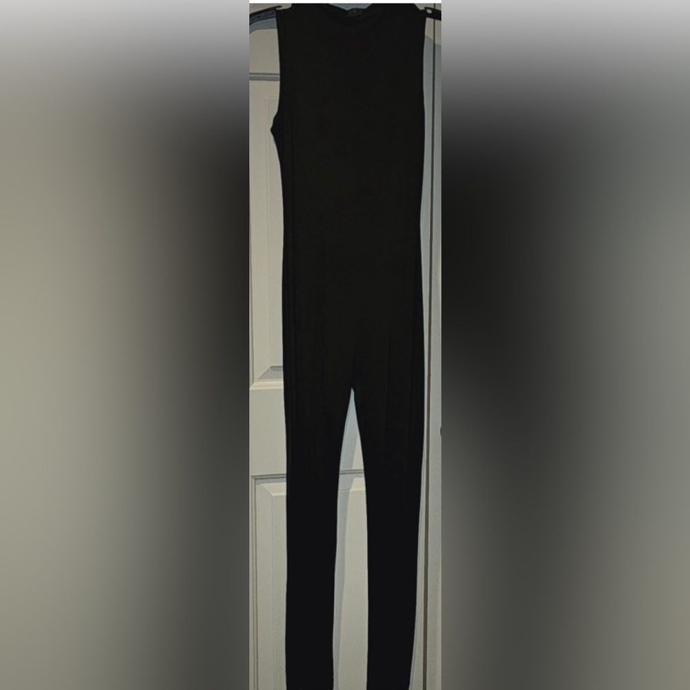 Altered State AS Revival ribbed black catsuit with zipper back.